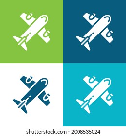 Avión Plano cuatro colores mínimo conjunto de iconos