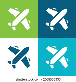 Avión Plano cuatro colores mínimo conjunto de iconos