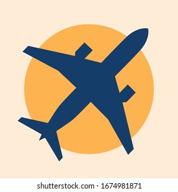Airplane flat icon design, transportation icon