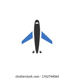 Airplane flat icon isolated on white background.