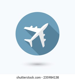 Airplane flat icon. Isolated on white background. Vector illustration, eps 10.