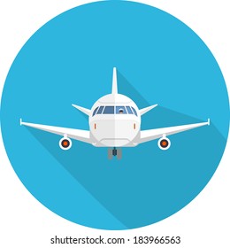 Airplane flat Icon with Long Shadow