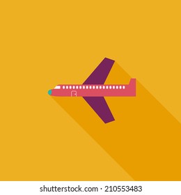 airplane flat icon with long shadow