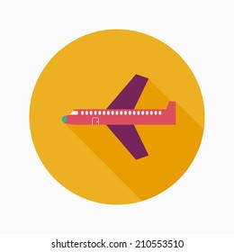 airplane flat icon with long shadow