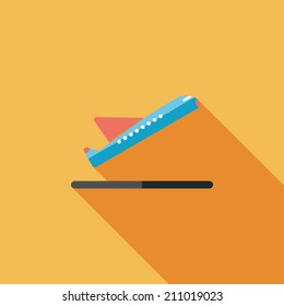 airplane flat icon with long shadow