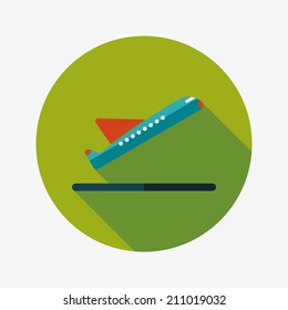 airplane flat icon with long shadow