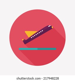 airplane flat icon with long shadow