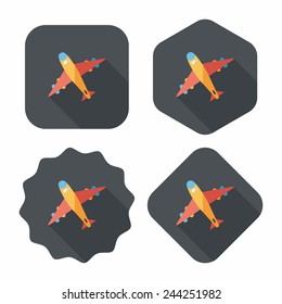 airplane flat icon with long shadow