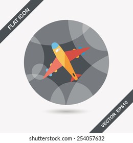 airplane flat icon with long shadow