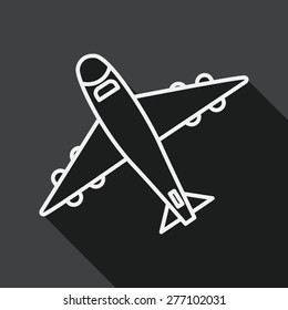 airplane flat icon with long shadow, line icon