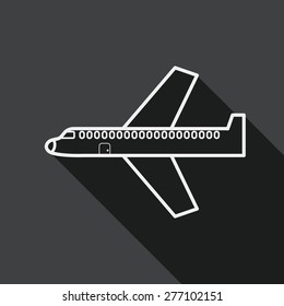 airplane flat icon with long shadow, line icon