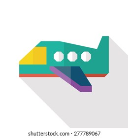 airplane flat icon with long shadow