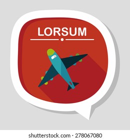 airplane flat icon with long shadow