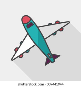 airplane flat icon with long shadow