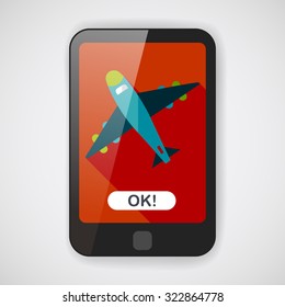 airplane flat icon with long shadow