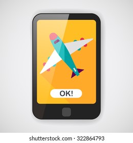 airplane flat icon with long shadow