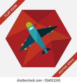 airplane flat icon with long shadow