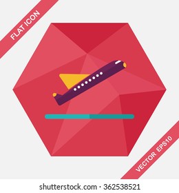 airplane flat icon with long shadow
