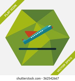 airplane flat icon with long shadow