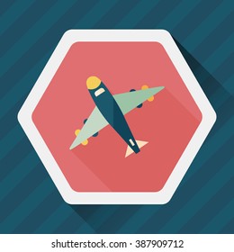 airplane flat icon with long shadow