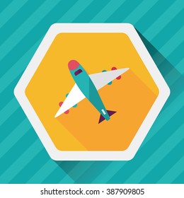 airplane flat icon with long shadow