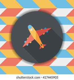 airplane flat icon with long shadow