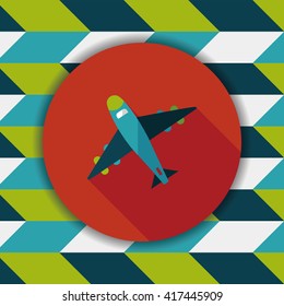 airplane flat icon with long shadow