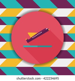 airplane flat icon with long shadow