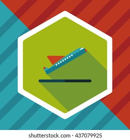 airplane flat icon with long shadow