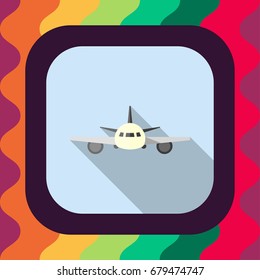 airplane flat icon with long shadow, vector illustration