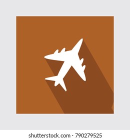 airplane flat icon with long shadow