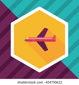 airplane flat icon with long shadow,eps10