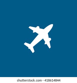 Airplane flat icon on blue background
