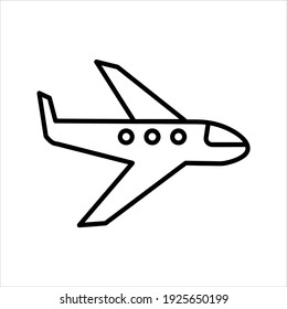 Icono plano del avión. Pictograma para web. Icono de línea. Aislado sobre fondo blanco. Vector eps10