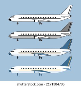 Airplane Flat Icon Set Side View Stock Vector (Royalty Free) 2191384785 ...