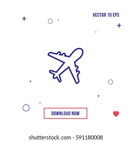 Airplane flat icon vector