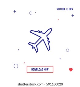 Airplane flat icon vector