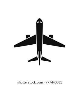 Airplane flat icon view from above. Vector isolated plane icon.