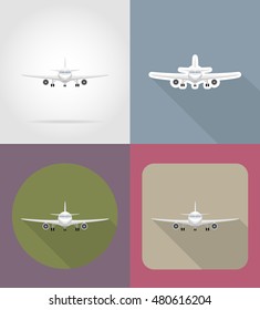 airplane flat icons vector illustration isolated on background