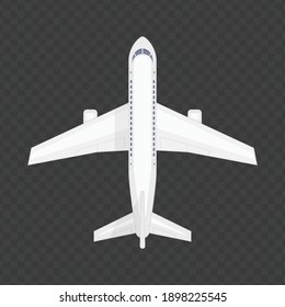 Airplane In Flat Style Isolated On Transparent Background. Aircraft View From Above.  Plane From Top View. Concept Of Air Travel, Transportation Of Goods. Vector Illustration EPS 10.