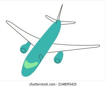 Avión. Dibujo vectorial plano. Icono para diseño
