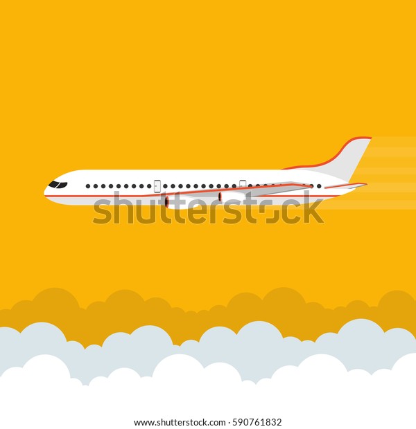 Airplane Flies Sky Side View Airliner Stock Vector (Royalty Free) 590761832