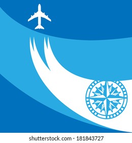 Airplane flight abstract, vector illustration