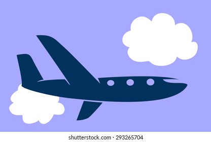 Airplane flight air, fly travel, silhouette element. Plane symbol. Travel icon. Flat design. EPS 10. Vector illustration