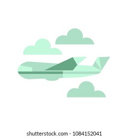 Airplane flight, air travel flat vector icon
