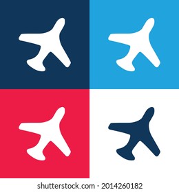 Avión en azul y rojo vuelo cuatro colores mínimo conjunto de iconos