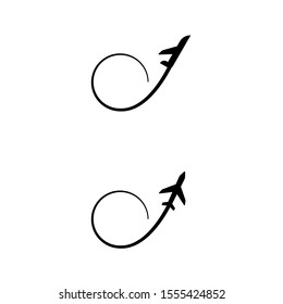 Airplane flight, condensation trail icon isolated on white background.