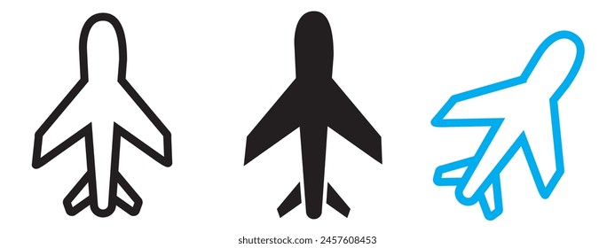 airplane flight departure or arrival at airport icon. air plane cargo service for tourist travel symbol. aviation plane ticket booking symbol vector