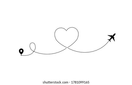 Flight Route Heart Dashed Line Traces Stock Vector (Royalty Free ...