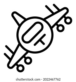 Vector de contorno del icono de vuelo del avión. Avión aéreo. Vuelo de avión